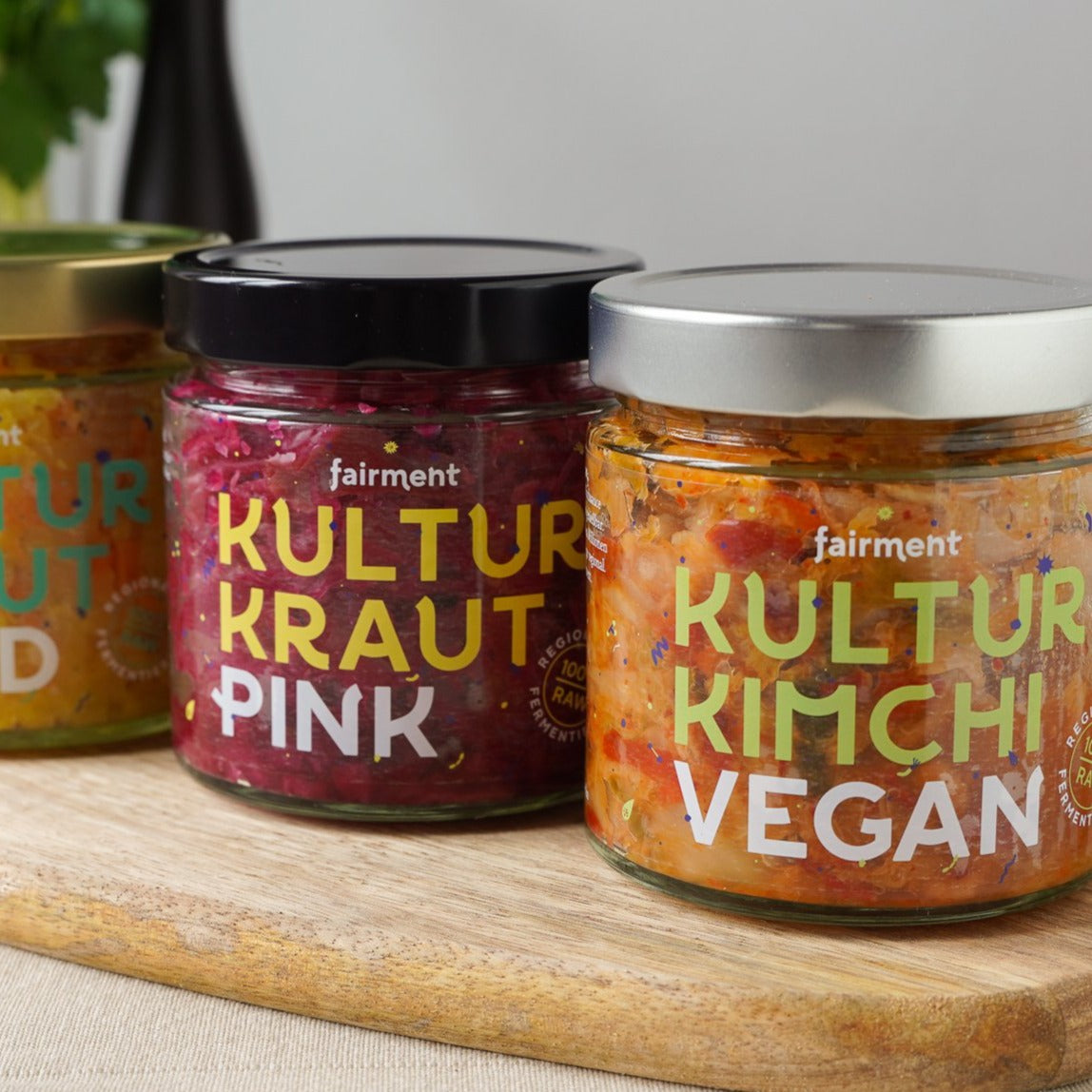 Rohkost, fairment, fermentiertes Kraut, Sauerkraut, Rotkohl, fermentierte Lebensmittel, fermentation, probiotisch, Kraut, Kultur Kraut Probiermix, kimchi, veganes kimchi